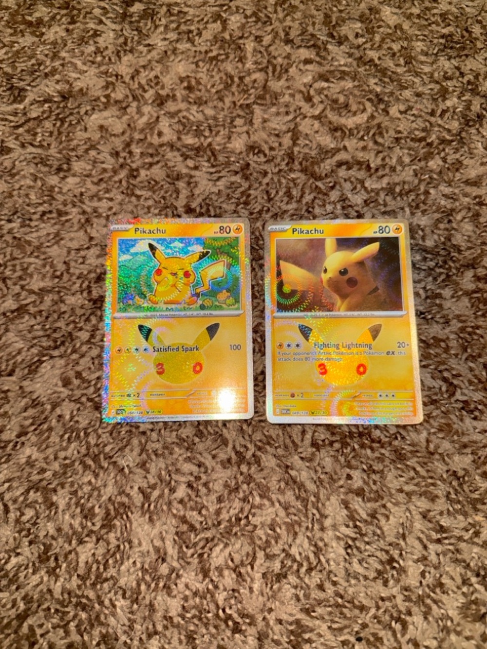 Pokemon 30th Anniversary 049 & 050 Holo Pikachu Cards